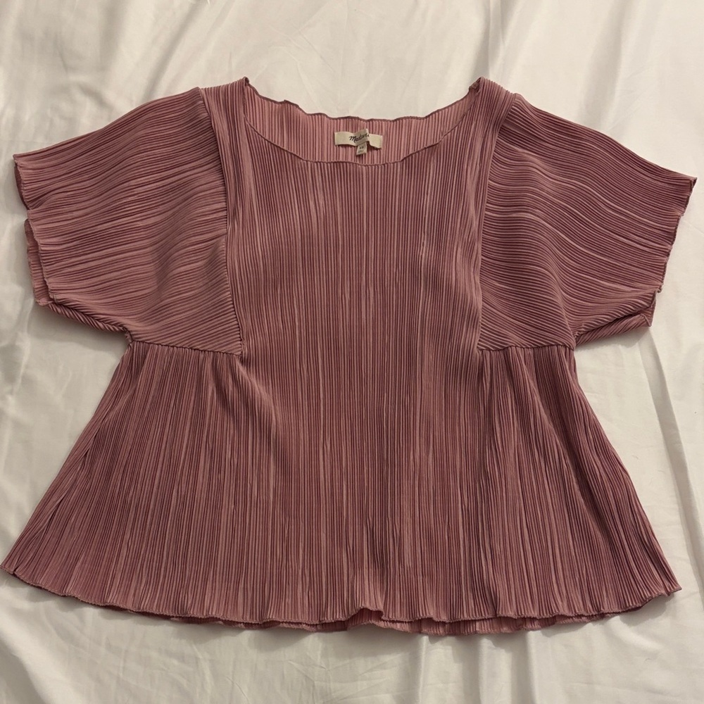 Madewell Pleated Blouse Dusty Rose Sz XS